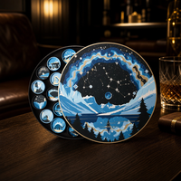 Coffret Cadeau Rond en Carton Personnalisé de Luxe avec Logo, Impression Constellation Premium pour Chocolats, Bonbons, Thé, Bijoux