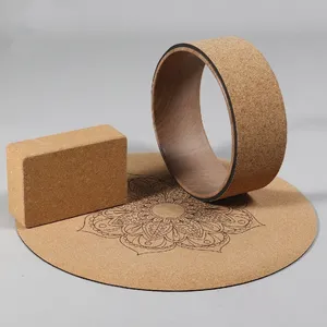 Estera de yoga Custom Wholesale Organic Eco Friendly Embossed Kork Natural Rubber Cork Yoga Mat