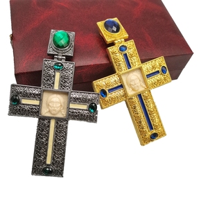 Fábrica chapados en oro gran arzobispo de aleación de personalizar de diamantes de cristal y Jesús icono de ortodoxa cruz Pectoral - Product Image 3