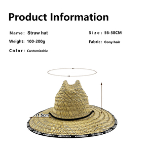 Mới nhất Giá KhuyếN Mãi tùy chỉnh Hollow rơm chapeau paille <span class=keywords><strong>pierside</strong></span> bán buôn rơm nhân viên cứu hộ mũ - Product Image 2