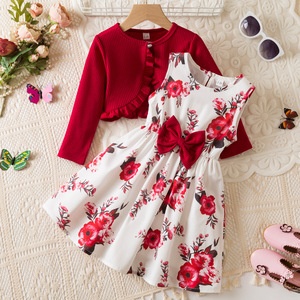 Robe de Soirée Formelle Personnalisée pour Enfants, Modèle Princesse avec Broderie Florale, Manches Volantes et Jupe en Tulle Moelleuse, Vente en Gros - Product Image 2