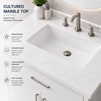 Meuble-lavabo moderne en aluminium de 24 pouces avec vasque en marbre cultivé |   Armoire étanche |   Fournisseur d'usine OEM