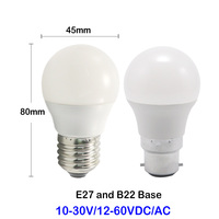 Ampoule LED E27 basse tension A60 12V-60V B22 pour éclairage de camping-car, batterie solaire, système d'alimentation industriel large plage 48V 60VDC