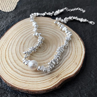 Perhiasan Berlapis Emas Asli Kalung Geometris Fashion Kalung Mutiara Tebal Hadiah Ulang Tahun Wanita