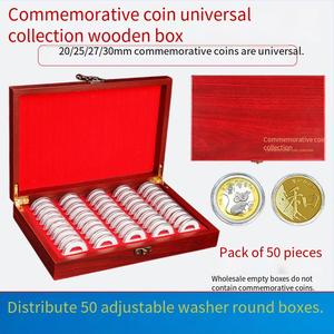 50 xu 20/25/27/30mm kỷ niệm đồng xu Bộ sưu tập hộp gỗ Hộp bảo vệ đồng xu hộp phổ hộp tròn lưu trữ hộp rỗng - Product Image 2
