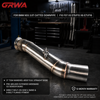 GRWA Downpipe Catalyzed N55 3.0T SS304 3.0 Pouces pour BMW F07 535i X5 E70 F15 X6 E71 F16 Downpipe d'échappement Performance