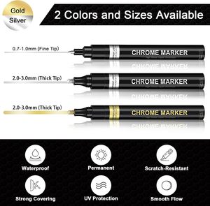 Bview Art pour <span class=keywords><strong>stylo</strong></span> marqueur 3pcs miroir permanent réfléchissant pour les projets d'art de bricolage la plupart des surfaces de marquage - Product Image 2