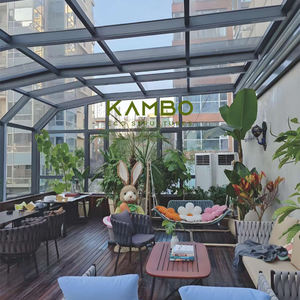 Kambo Villa moderne en aluminium <span class=keywords><strong>avec</strong></span> toit triangulaire et verre, pergola bioclimatique à cadre en aluminium <span class=keywords><strong>avec</strong></span> <span class=keywords><strong>porte</strong></span> d'entrée <span class=keywords><strong>coulissante</strong></span> - Product Image 2