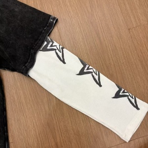 เสื้อยืดผ้าฝ้ายหนาลายปักลายกราฟิกแบบกำหนดเองแขนยาวสองชั้นผ้าถักให้เข้ารูปโอเวอร์ไซส์ - Product Image 5