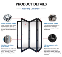Portes pliantes en aluminium avec verre Low-E, isolation thermique, résistance au vent, pour jardin, villa, hôtel, hôtellerie, projets de construction