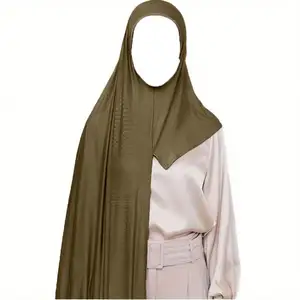 Muslim Solid Mercerized Cotton Hijab Instant Jersey Ladies Long Dress Hijab Scarf Shawls For Women