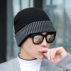 Winter Men's Knitted Ski Cap Warm Wool Fleece Lined Windproof Keep Warm Outdoor Sports Cycling Hat Black Burgundy Light Gray - Product Image 2