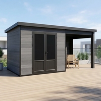 Abri de jardin moderne en acier et bois EASYGREEN série D, abri de jardin en WPC, robuste, verre anti-effraction, température constante, extérieur