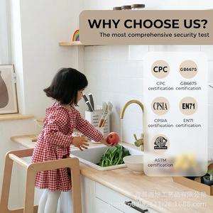 Solid Wood Children <b>Learning</b> <b>Tower</b> With Footrest Safety Design For Kitchen Bathroom Child Use - Product Image 2