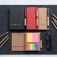 Bloc-notes Liushun A6 de petite taille en papier kraft brun avec stylo et notes adhésives, reliure spirale, organisateur, logo personnalisé