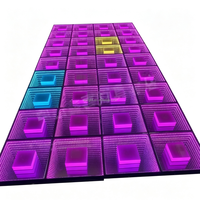 Dalles LED 3D Infinity Abyss à contrôle DMX512, sol LED changeant de couleur RGB, verre trempé pour scène commerciale et club