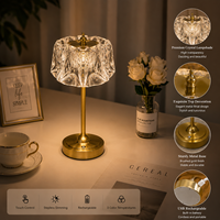 Lampe de table décorative en cristal avec commande tactile, lampe de bureau LED sans fil rechargeable pour la maison, le bar, le mariage, le restaurant
