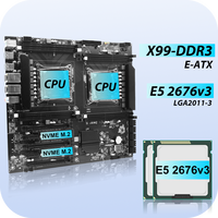 Motherboard Combo X99 Baru Dual CPU E-ATX LGA 2011-3 DDR3 Server 2 E5-2676 V3 Chipset Intel SATA Terintegrasi 8*DDR3