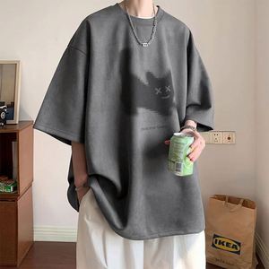 Men's Casual Loose Short Sleeved T Shirt Suede Burned Pattern Digital Printed Plus Size Half Sleeve T Shirts - Product Image 2