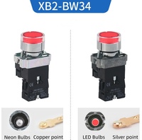 Interrupteurs à bouton-poussoir 1NO XB2-BW33 en plastique ignifuge vert avec voyant LED 12V-24V-220V IP41 pour contrôle industriel 10A