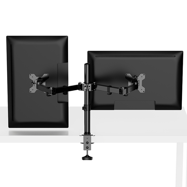 Polished Aluminum Mechanical Dual Arms Monitor Mount More Motion Easy Storage Saves Space Laptop Stand for Desk