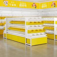 Gondoles en acier à structure oblique, étagères de présentation double face pour fruits secs, présentoirs de vente au détail pour cacahuètes Guazi, équipements de magasin