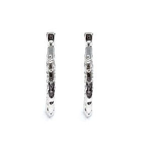 Boucles d'oreilles créoles en or blanc massif 18 carats avec diamants véritables, design élégant, haute qualité, pour femme, cadeau de mariage, fête, vente en gros - Product Image 3