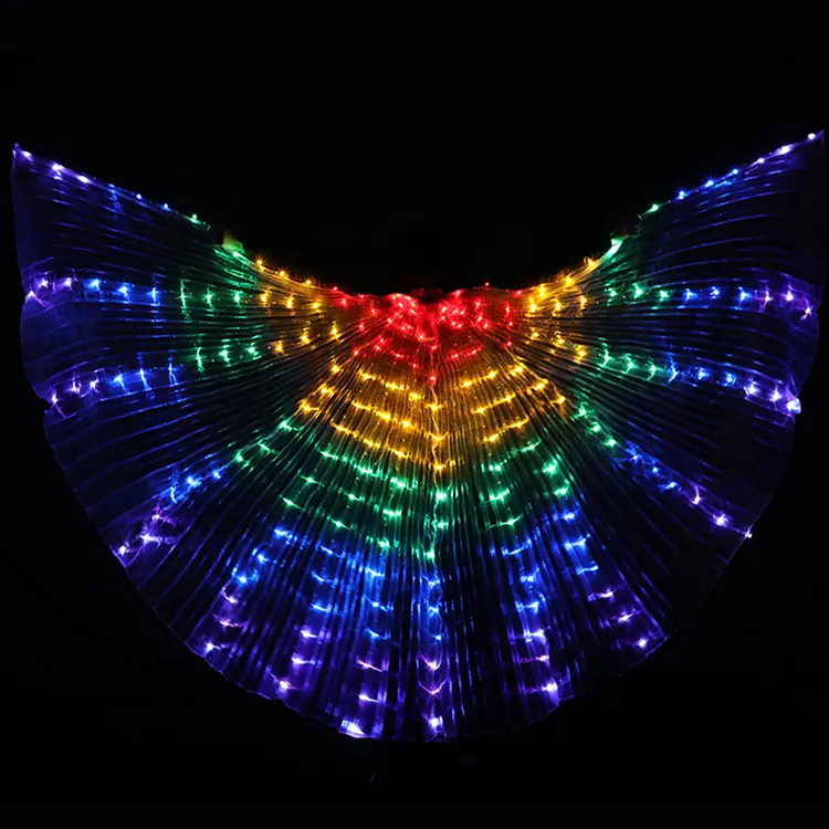 एलईडी चमक पंख बैले नृत्य चरण नृत्य बेली डांसिंग प्रदर्शन फ्लोरोसेंट छड़ी के साथ पंख रोशनी कपड़े सहारा