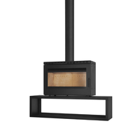 Poêle à bois autoportant en acier au carbone pour salon moderne, efficacité 75 %, capacité de chauffage 100-150, foyer décoratif