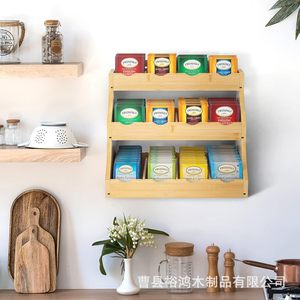 Cross-border bamboo tea bag rack, solid wood tea bag storage rack, multi-layer desktop <b>coffee</b> capsule storage <b>box</b> - Product Image 4