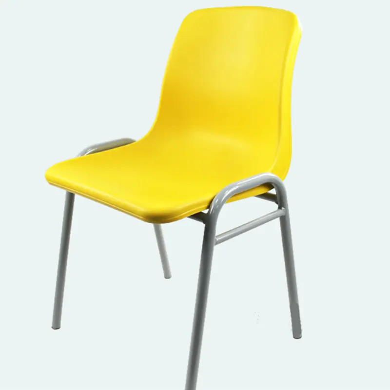 Atacado Colorido Plástico Empilhável Cadeiras Duráveis Metal Leg Conferência Escola Cadeiras