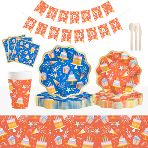 DAMAI Juego de Vajilla Desechable de Papel con Temática de Pastel de Cumpleaños Personalizado y Decoración de Mesa para Fiesta de Cumpleaños Infantil - Product Image 3