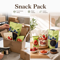 Sacs d'emballage en plastique de qualité alimentaire imprimés avec logo personnalisé, pour fruits lyophilisés (fraises), avec fenêtre