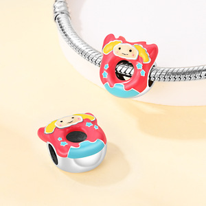 Venta al por mayor transfronteriza de gran demanda: <span class=keywords><strong>Serie</strong></span> de donuts de dibujos animados conectados, Plata 925, Bañado en plata, Cuentas DIY con efecto de aceite, Nuevo modelo W-PAC744 - Product Image 3