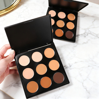 Palette de maquillage contouring pressée végétalienne mate marron 9 couleurs en gros avec étiquette privée pour le visage