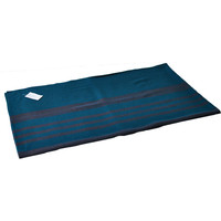 Couverture en polaire tissée BLUE PHOENIX pour avion, 30% laine, 70% acrylique, rayures verticales, bordure verte, toutes saisons, pour le camping et la plage