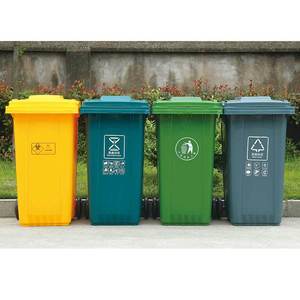 240L Outdoor Sanitation Trash Can with <b>Wheels</b> and Lid, Thickened <b>Plastic</b> Sorting Box for Residential and Industrial Use, - Product Image 1