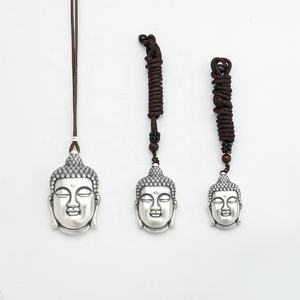 Collier pendentif vintage en <span class=keywords><strong>argent</strong></span> sterling 999, tête de <span class=keywords><strong>Bouddha</strong></span> thaïlandais porte-bonheur Amitabha - Product Image 2