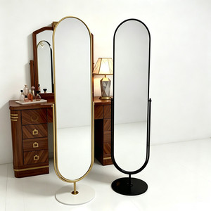 <span class=keywords><strong>Miroir</strong></span> sur pied pleine longueur personnalisé et élégant avec cadre métallique doré et <span class=keywords><strong>angle</strong></span> réglable pour salon - Product Image 2