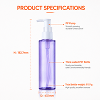 Bouteille en plastique PET vide de 120 ml avec pompe distributeur d'huile nettoyante pour démaquillant, conteneur cosmétique, vente en gros, personnalisable