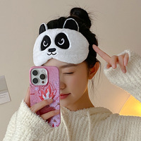 Masque de sommeil en peluche lapin de dessin animé mignon avec design occultant pour femmes - Doux pour les yeux et les oreilles, soulage la fatigue oculaire