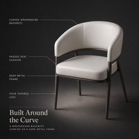 Tabouret de bar en cuir gris clair avec accoudoirs, coussin épais, base en métal, siège commercial contemporain