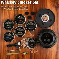 Kit Eléctrico para Ahumar Whisky con Encendedor Incorporado, Set Recargable para Ahumar Cócteles de Whisky con 6 Virutas de Madera en Caja de Regalo