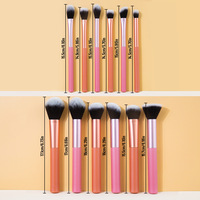 Ensemble de 12 pinceaux de maquillage professionnels de luxe avec logo personnalisé, design coloré unique pour le visage, avec brosse à raser
