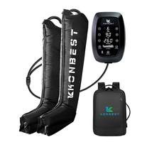 Bottes de massage des jambes sans fil KONBEST à compression d'air, 6 chambres, portables, rechargeables, à compression séquentielle pour les jambes
