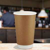 Gobelet en papier kraft écologique à double paroi de 16 oz à imprimé logo personnalisable KING GARDEN jetable pour café eau minérale à emporter