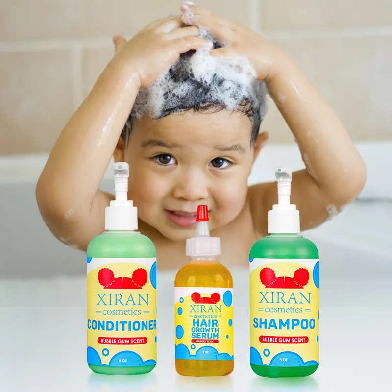 Private Label Baby Children Hair Growth Serum Shampoo and Conditioner Gentle Vegan Kids Natural Curly Hair Care Set Product