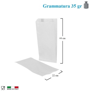 Sacs en papier kraft blanc 22x44 cm pour l'emballage et le transport alimentaire - Product Image 2