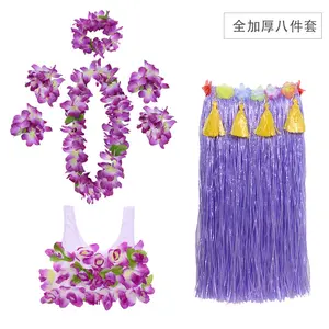 Kids Meisjes Hawaiian Luau Grass Hula Hawaiiaanse Stijl Pak Hawaiian Garland Hula Rok Dance Party Kostuum Set Feestkleding