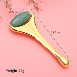 Rouleau de massage facial en jade aventurine verte à tête unique avec poignée en alliage de zinc pour lifting des yeux et anti-rides, pour une peau éclatante (vente en gros) - Product Image 5